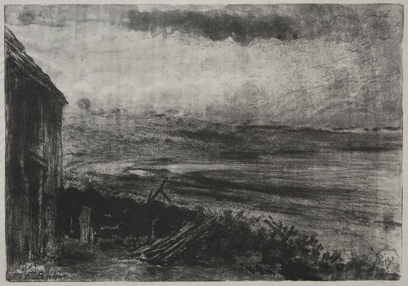 Cabaña de pescador, pintura al óleo de Félix Hilaire Buhot