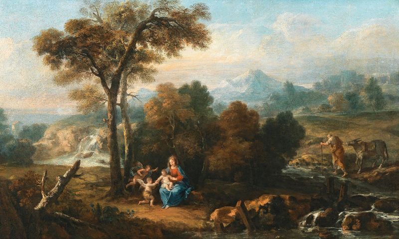 Religious scene with Mary, Joseph, and Jesus, oil on canvas by Francesco Zuccarelli.