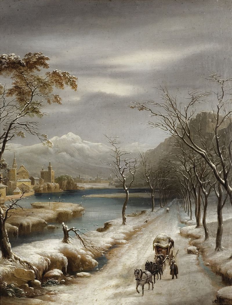 Snowy landscape by Annibale Angelini, Romanticism