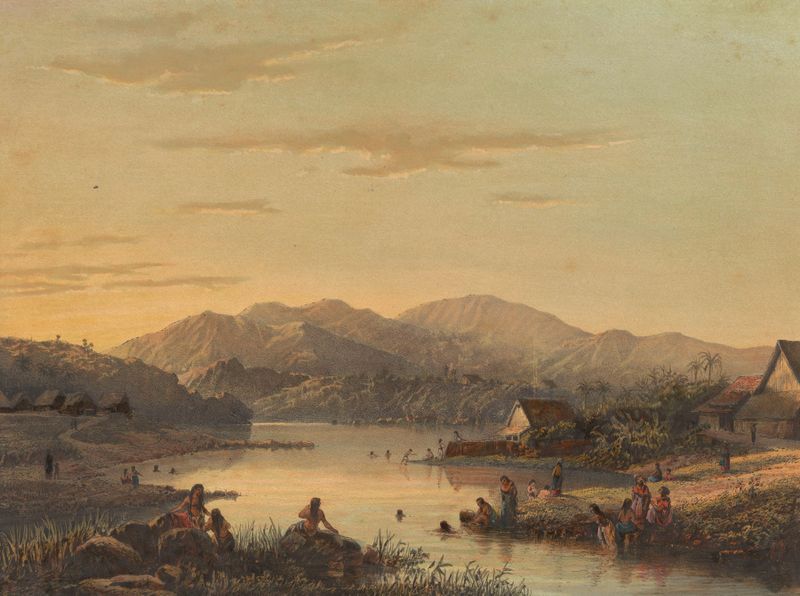 Escena marina con olas y costa de Johan Conrad Greive, pintura al óleo