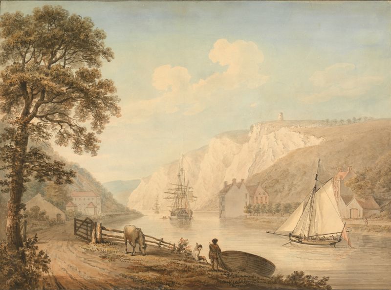 The River Avon with Passing Vessels, oil painting by Nicholas Pocock