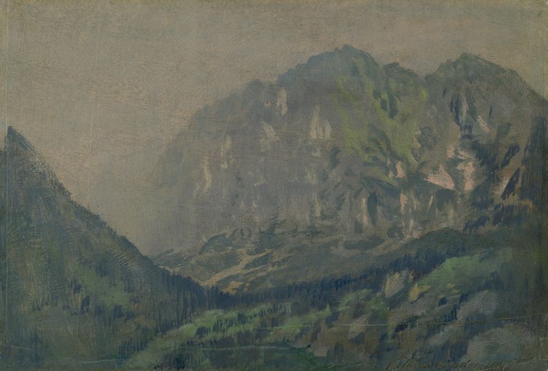 Landscape featuring mountains and haze by Ferdinand Katona, 1917