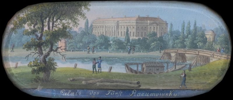 Palais des Fürst Razumowsky by Balthasar Wigand, oil on canvas, featuring intricate palace architecture.
