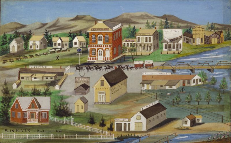 Paisagem de Sun River Montana US, Romantismo, artista desconhecido