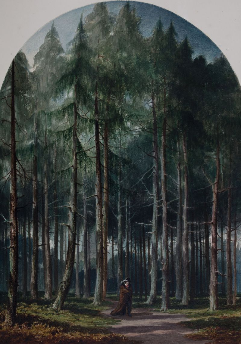 The Road To The Monument de Elijah Walton, paisagem com uma estrada sinuosa.
