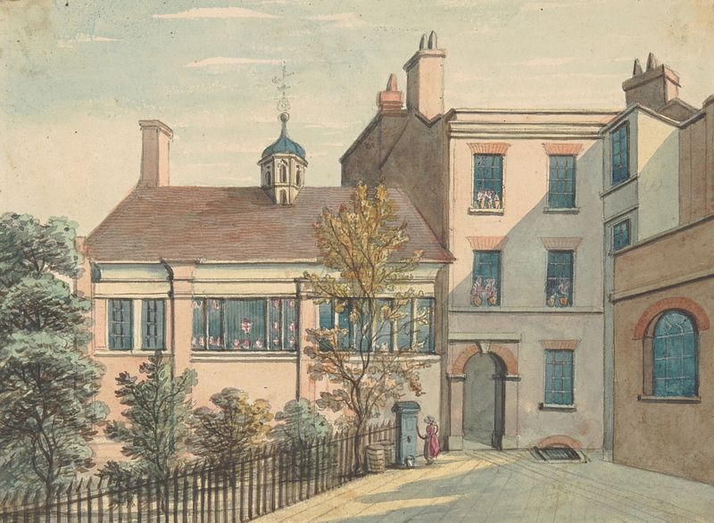Architecture of Barnard’s Inn by Samuel Ireland, showcasing light and shadow on textured bricks.
