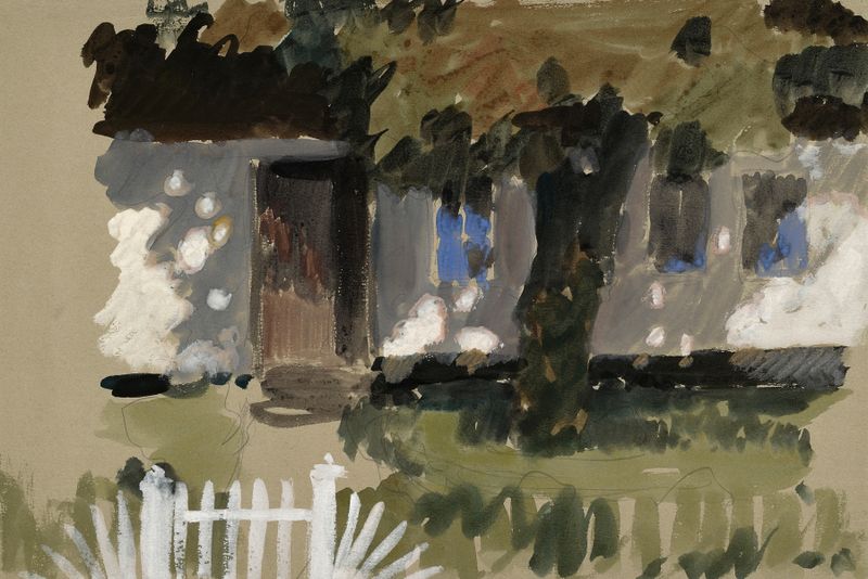 Landschaftsstudie Haus mit Garten und Baum, oil painting by Otto Eckmann