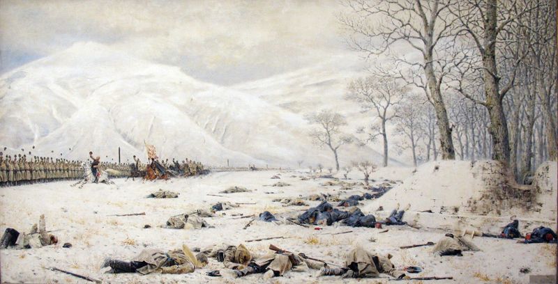 Battlefield at the Shipka, oil painting by Vasily Vereshchagin, depicting a war-torn landscape.