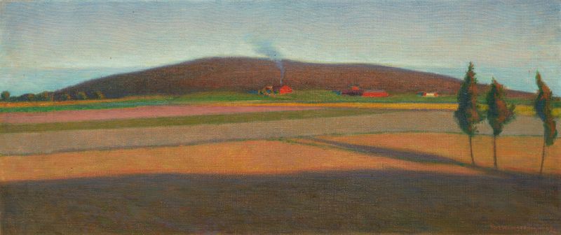 Paisaje expresionista de Tore Wahlström, con colores terrosos y matices vibrantes