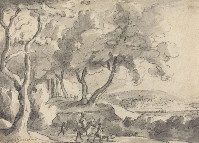 Horseman and Attendants at the Edge of a Wood de Roelant Roghman, pintura a óleo que retrata um cavaleiro em uma floresta.