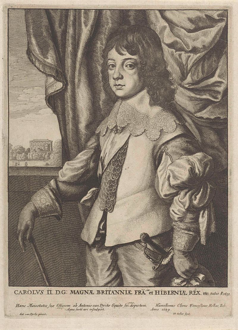 Portret van Karel Stuart, prins van Wales, gravura de Wenceslaus Hollar