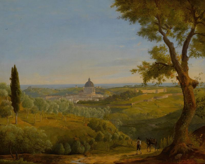 Oil painting of Saint Peter's Basilica at twilight by Charles Lock Eastlake