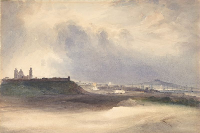 Approach to Montevideo, Uruguay by Conrad Martens, watercolor on paper