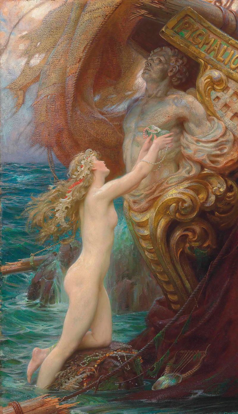 Underwater scene with serene figures, oil painting by Herbert James Draper