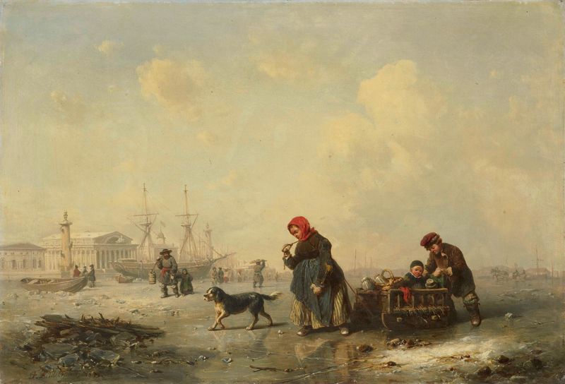 The Neva River in winter, oil on canvas by Theodor Hildebrandt