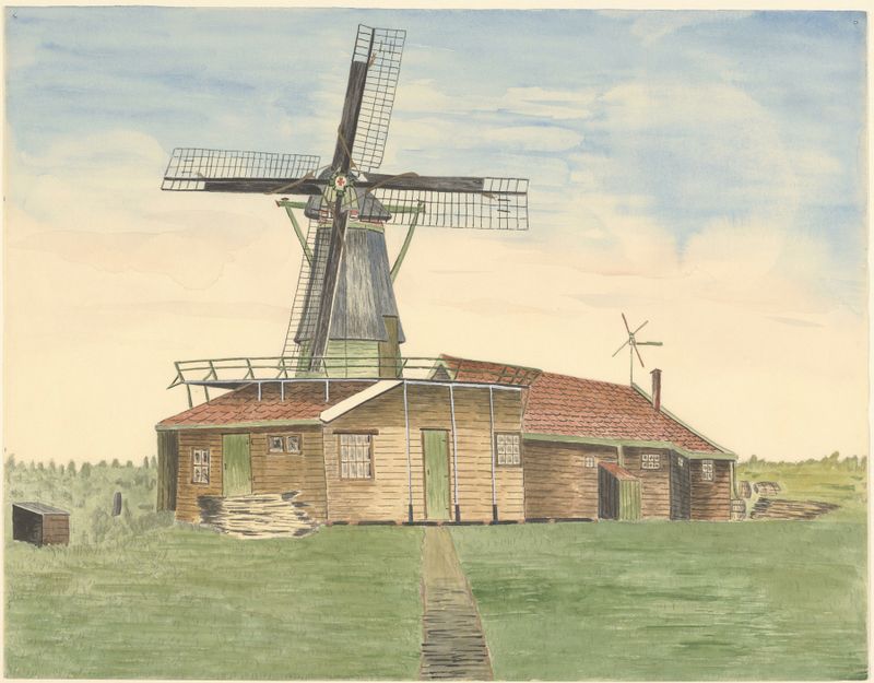 Pintura de paisagem a óleo de um moinho de serra de Johannes Nicolaas Eijman