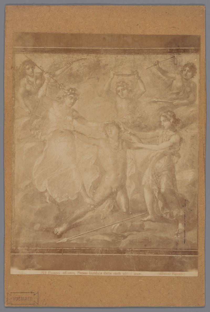 Fresco representando a destruição de Pentheus por Agauè e Ino, impressão em albumina de Unknown Artist