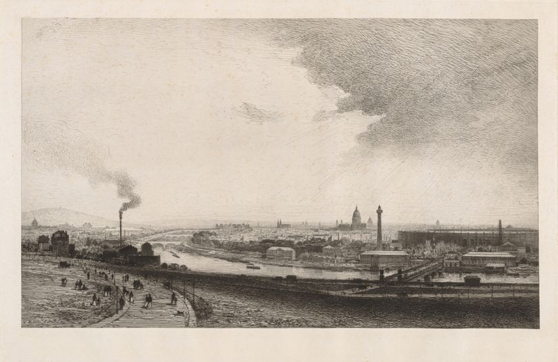 Landscape of Paris in 1867, oil on canvas by Maxime Lalanne