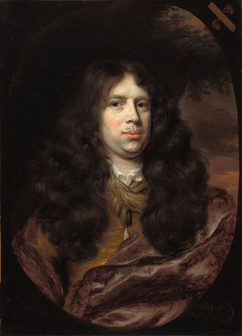 Portrait of a man by Nicolaes Maes, oil on canvas, featuring an intense gaze and soft light.