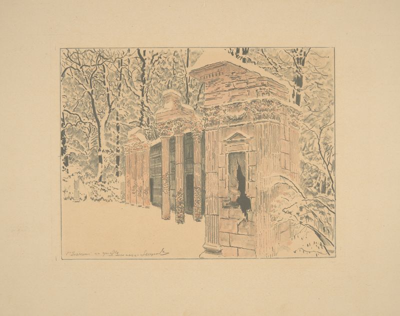 Winter landscape of an amphitheater covered in snow, oil on canvas by Leon Wyczółkowski
