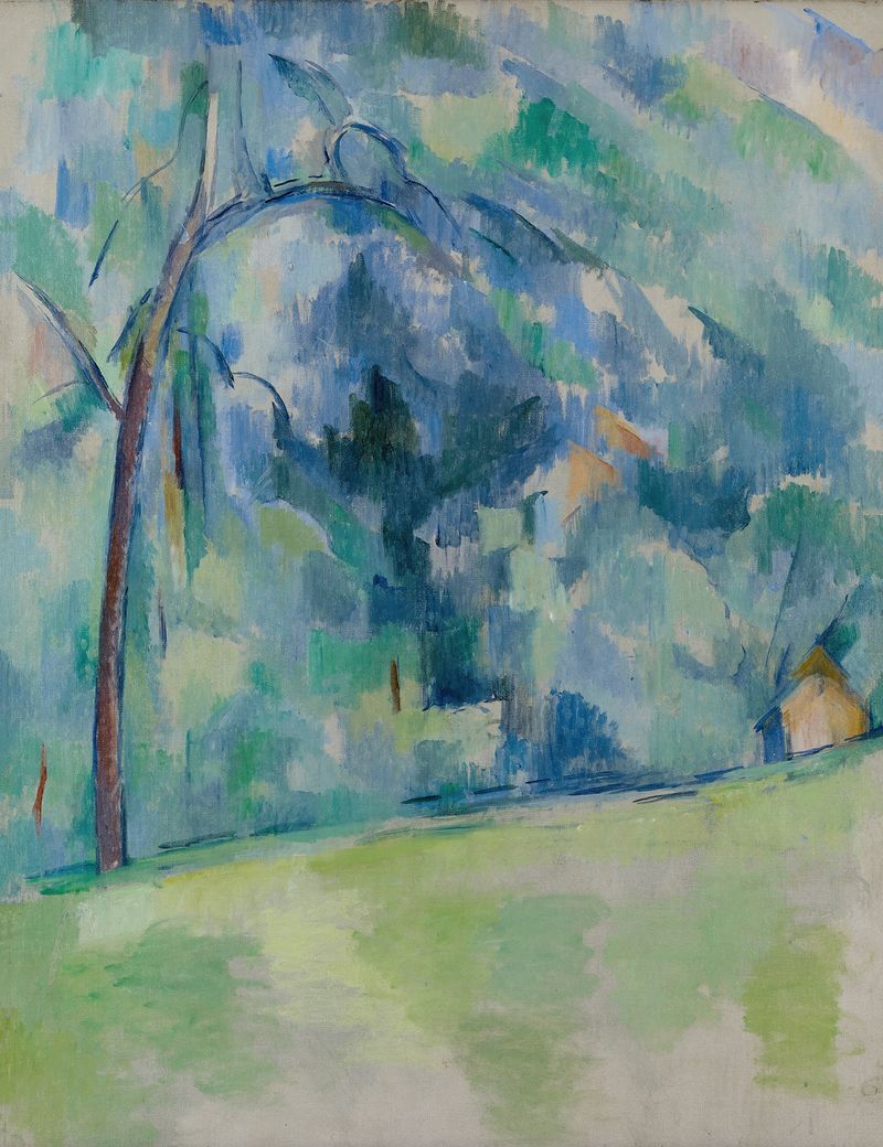 Le matin en Provence, óleo sobre lienzo de Paul Cezanne, que representa un paisaje sereno al amanecer.