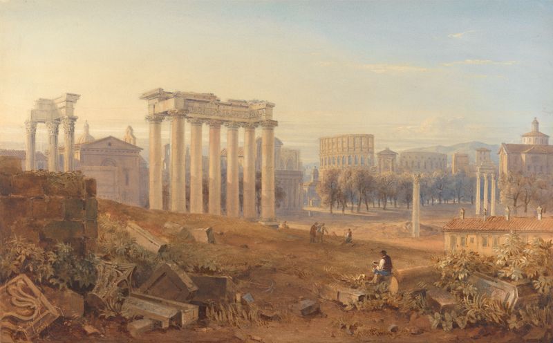 View of the Forum in Rome, watercolor on paper by Hugh William Williams
