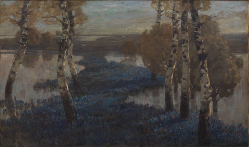 Überschwemmte Salbeifelder in der Po – Ebene by Ludwig Dill, impressionist landscape