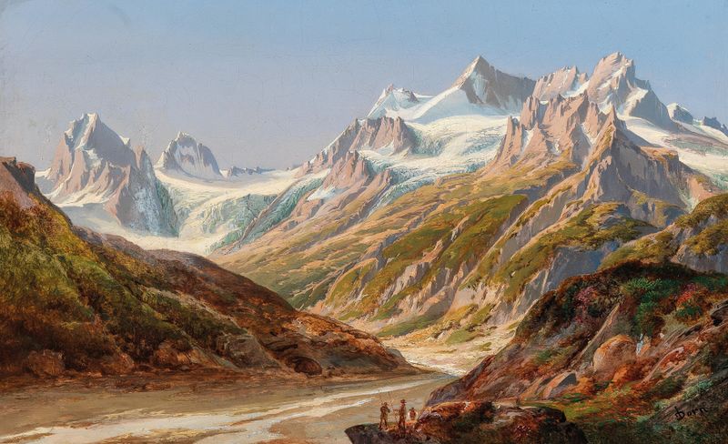 Paisaje de montaña Silvretta con Schattenspitze y Eckhorn, óleo sobre lienzo de Ignaz Dorn