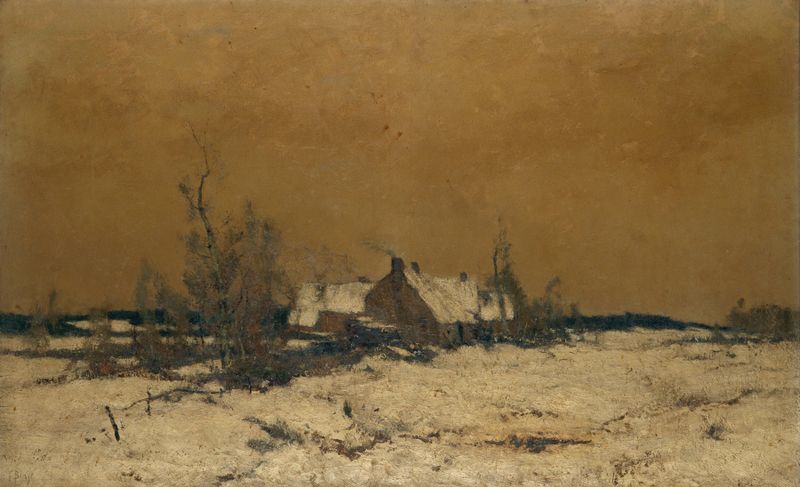 Winter in the Kempen by Frantz Binjé, oil on canvas depicting a frosty landscape