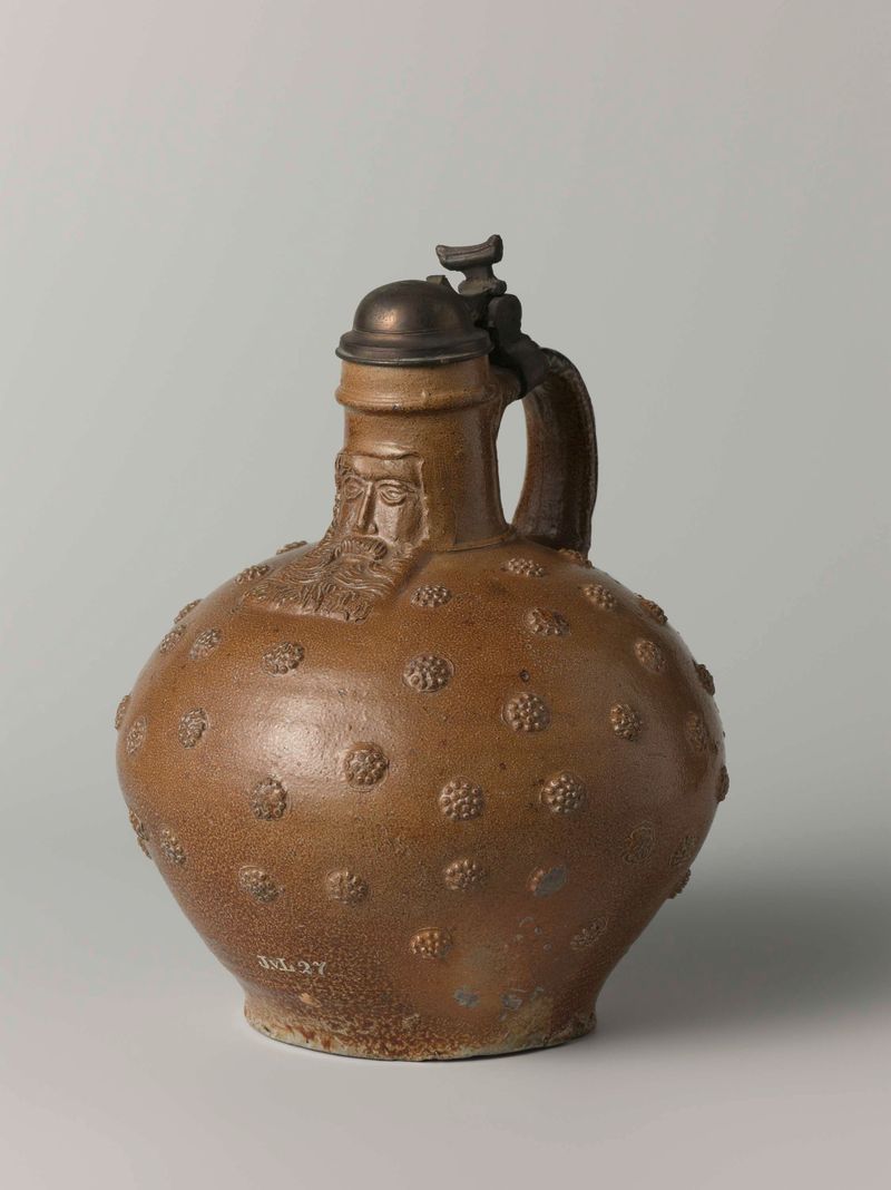 Bartmann jug made of stoneware with intricate bearded faces, unknown artist
