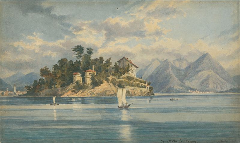 Isola Bella y Lago Maggiore, óleo sobre lienzo de Lady Mary Leighton