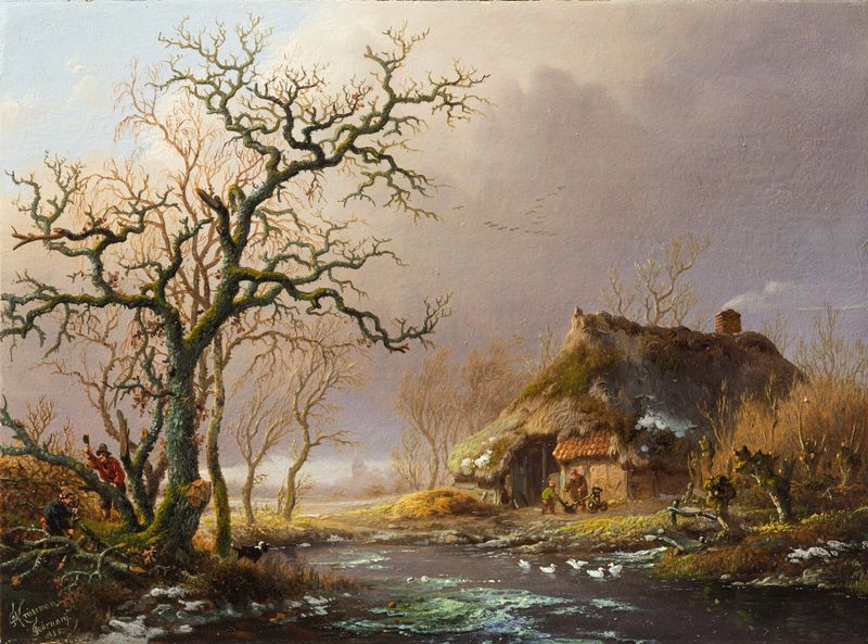 Abstract composition with vibrant colors by Frederik Marinus Kruseman, oil painting