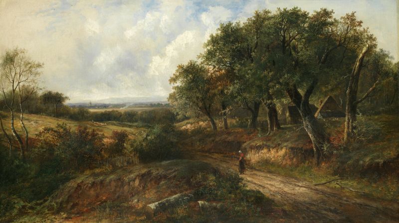 Figura em um caminho entre árvores, óleo sobre tela de Joseph Thors