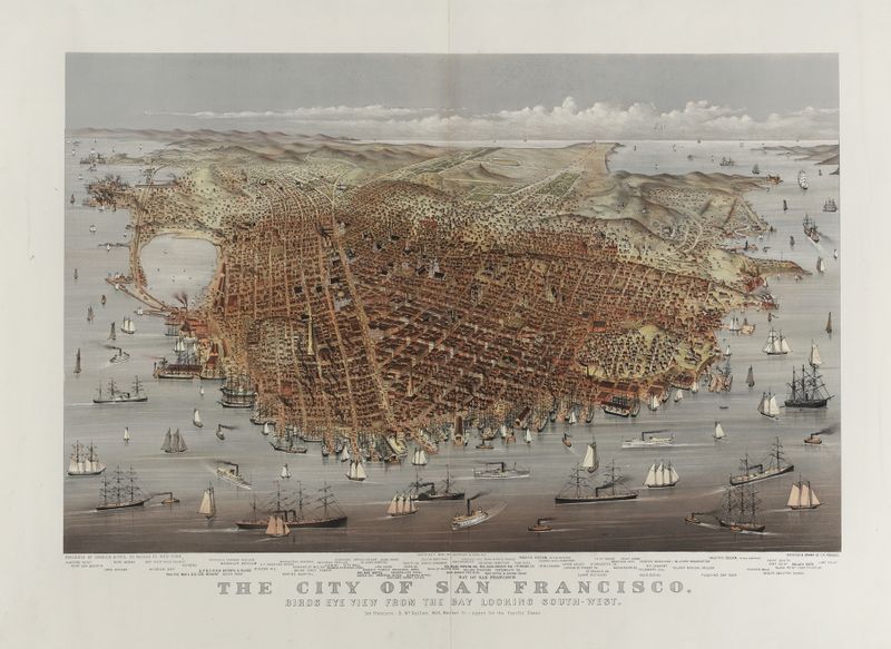 Óleo sobre tela de Charles Richard Parsons retratando a baía e a cidade de São Francisco.