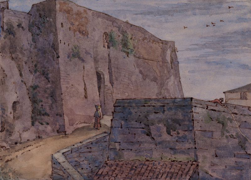 Arco de Porta Maggiore ao crepúsculo, pintura a óleo de Herbert Percy Horne