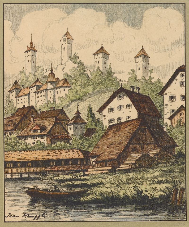Paisaje con luz radiante, de Jean Joseph Seraphin Renggli, medio desconocido