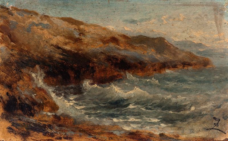 La vague de Félix Ziem, óleo sobre lienzo que muestra olas y luz sobre el mar.