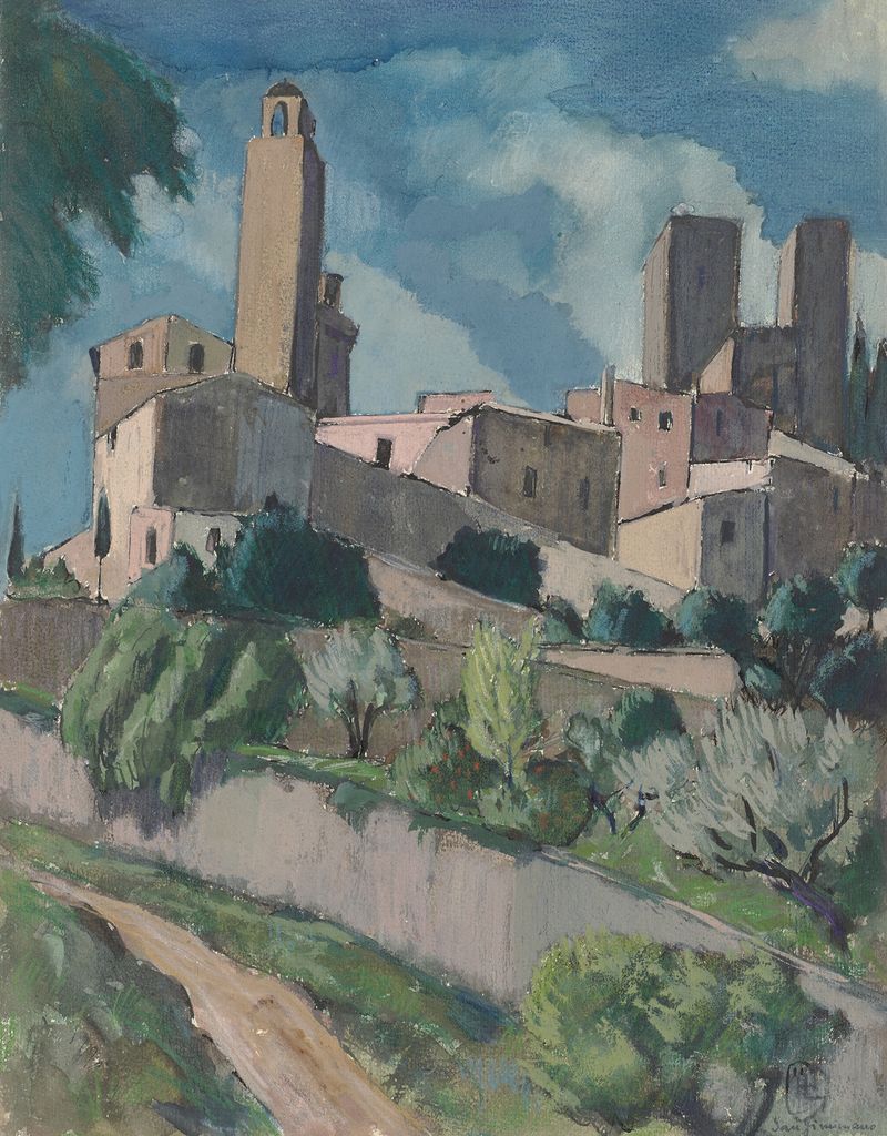 Landscape of San Gimignano by Hermann Lismann, oil painting