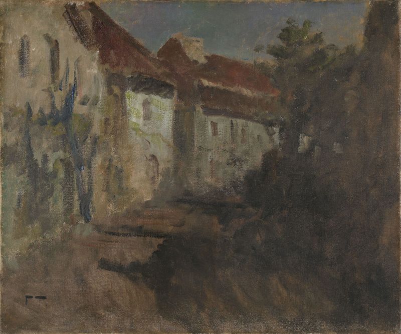 Moonlight in Dieppe, óleo sobre lienzo de Frits Thaulow, que representa un paisaje nocturno tranquilo con agua.