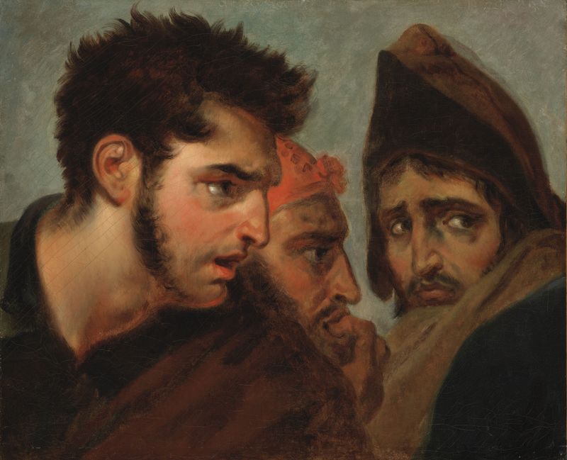 Três cabeças masculinas em óleo sobre tela de Antoine-Jean Gros