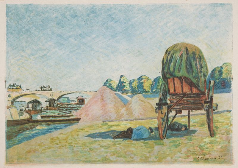 Paisagem com uma carroça, pintura a óleo de Armand Guillaumin