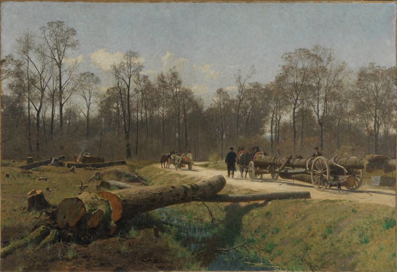 Lichtung im Durlacher Wald by Paul von Ravenstein, oil on canvas depicting a forest with sunlight and shadows.
