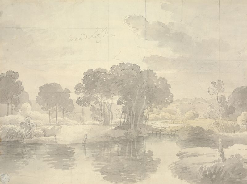 River Landscape – On the Thames de George Bulteel Fisher, pintura a óleo que retrata uma cena serena do rio.