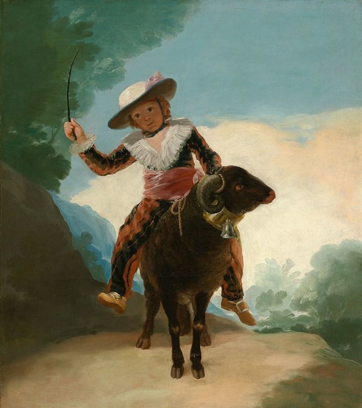 Menino em um carneiro, óleo sobre tela de Francisco de Goya
