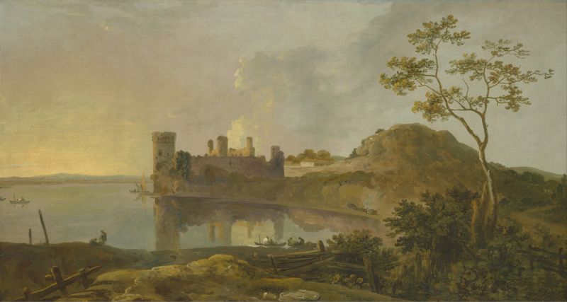 Summer Evening de Richard Wilson, óleo sobre lienzo que representa el Castillo de Caernarvon al anochecer