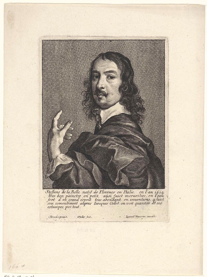 Retrato de Stefano della Bella, gravura de Wenceslaus Hollar