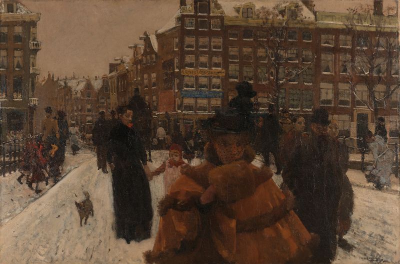 A Ponte Singel na Paleisstraat em Amsterdã, pintura a óleo de George Hendrik Breitner