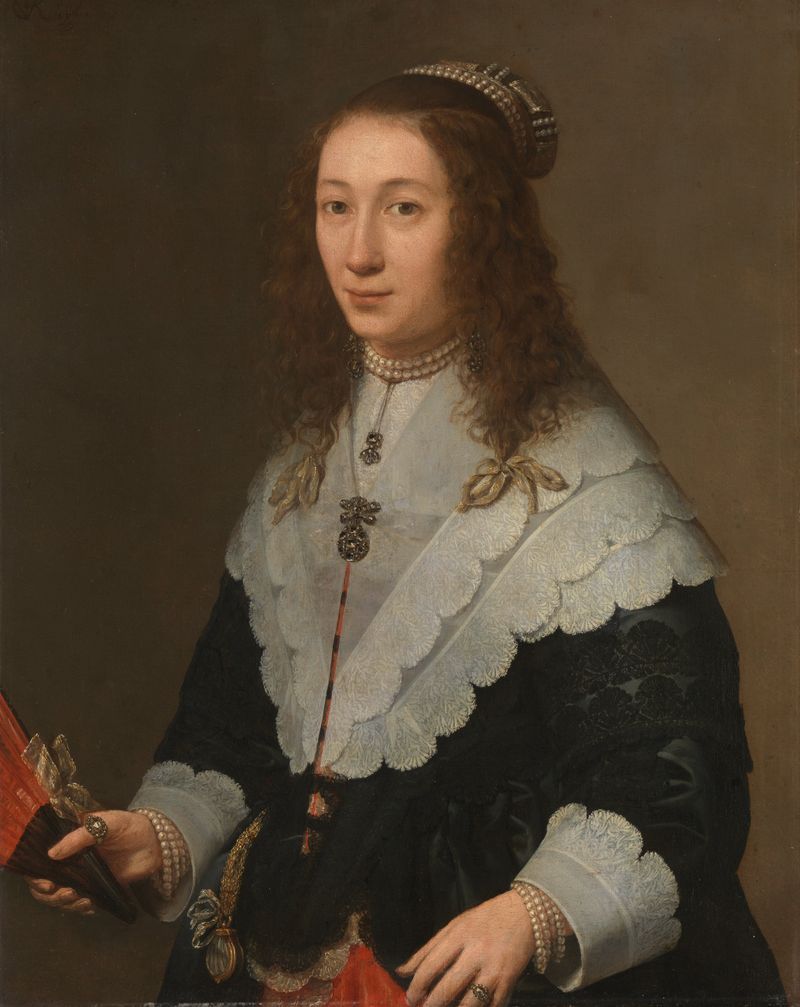 Portrait of Catharina van Well, oil on canvas by Gerard van Kuijl, featuring intricate lace collar.