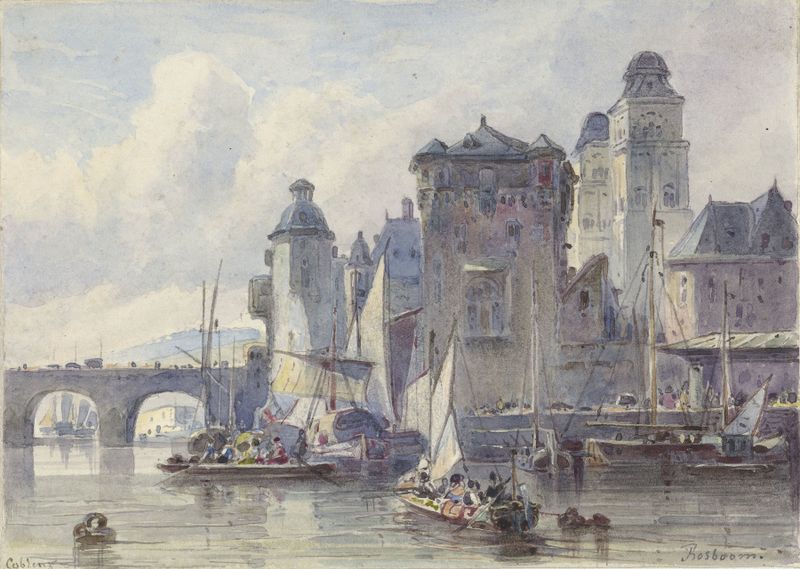 Paisaje con un río y colinas, pintura al óleo de Johannes Bosboom