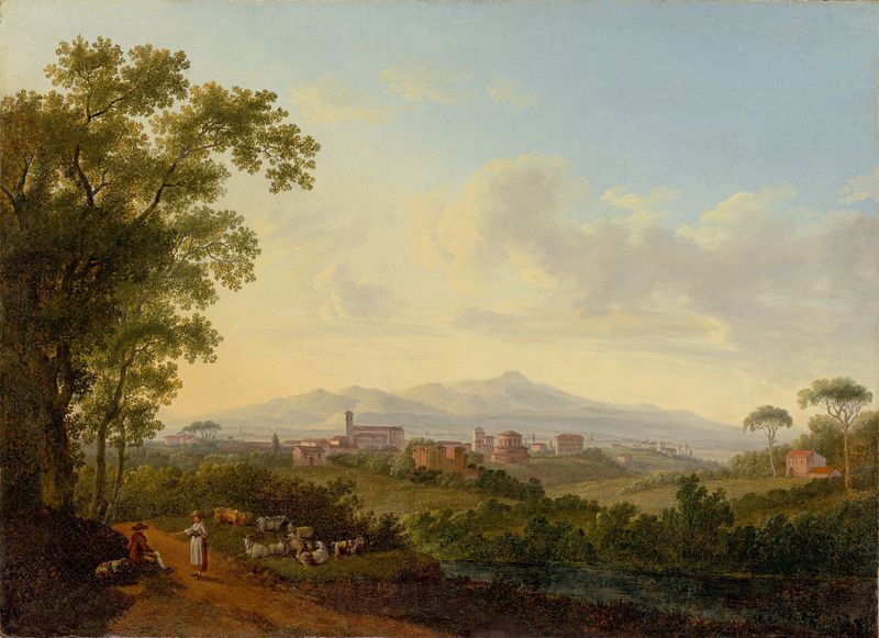 Blick auf die Kirchen S. Agnese und S. Costanza in Rom, óleo de Jacob Philipp Hackert